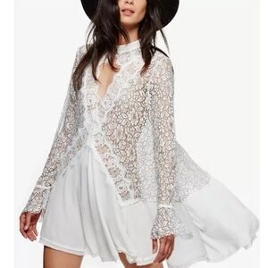 Free People White Lace Overlay Dress/top